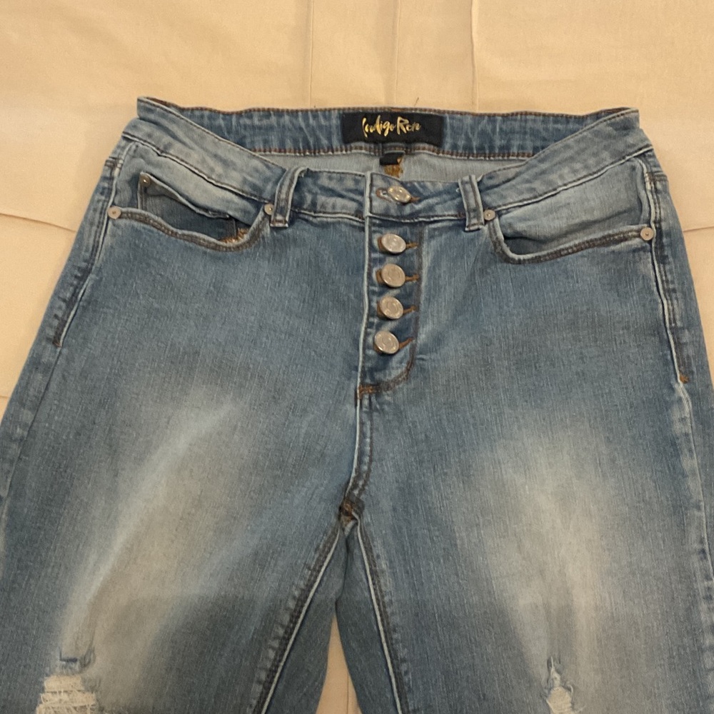 Indigo Rein Light Blue High-Rise Button Jeans